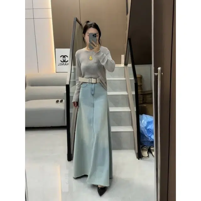 花蔓色 多风格大码显瘦半身裙牛仔长裙 女款
