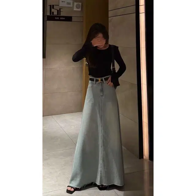 花蔓色 多风格大码显瘦半身裙牛仔长裙 女款