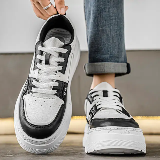 超纤皮 潮流时尚百搭简约厚底显高学院风皮面休闲 低帮 经典板鞋 男款