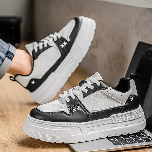 超纤皮 潮流时尚百搭简约厚底显高学院风皮面休闲 低帮 经典板鞋 男款