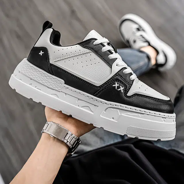 超纤皮 潮流时尚百搭简约厚底显高学院风皮面休闲 低帮 经典板鞋 男款