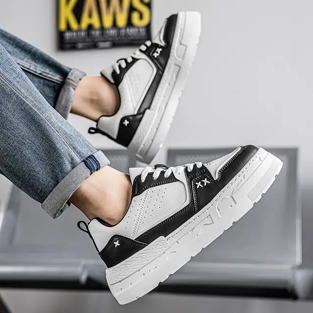 超纤皮 潮流时尚百搭简约厚底显高学院风皮面休闲 低帮 经典板鞋 男款