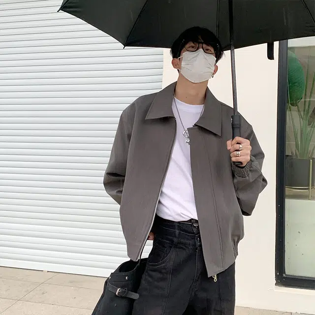 零氏 美式潮流宽松简约纯色基础款休闲百搭痞帅翻领西装高街感飞行员工装夹克外套 男女同款