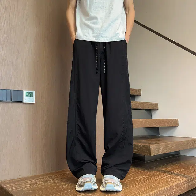 零氏 美式纯色简约帅气舒适宽松日系直筒运动休闲裤 男女同款