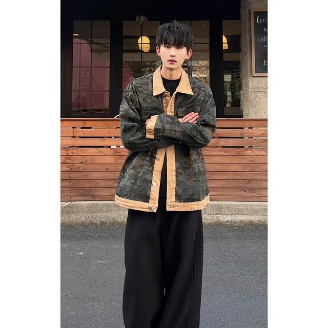 零氏 美式高街潮流气质个性迷彩牛仔外套 男女同款