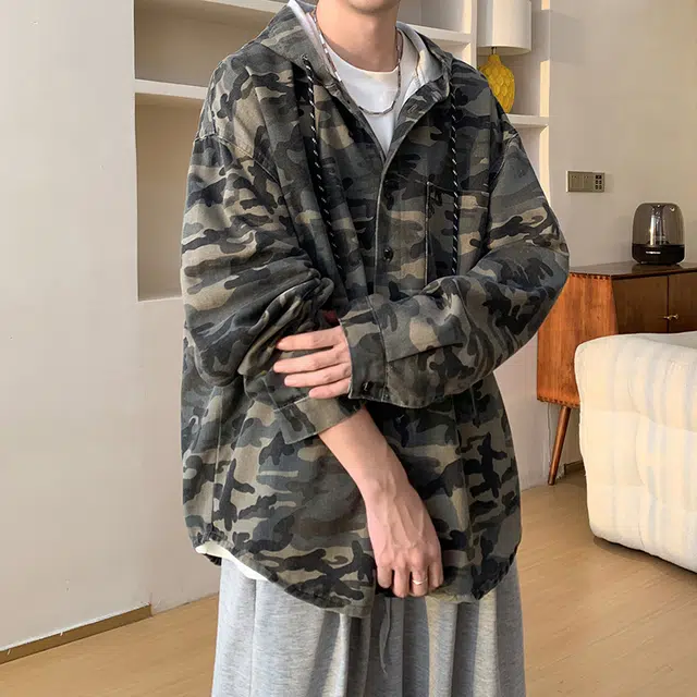 零氏 复古美式高街风宽松休闲百搭连帽水洗开衫牛仔外套 男女同款