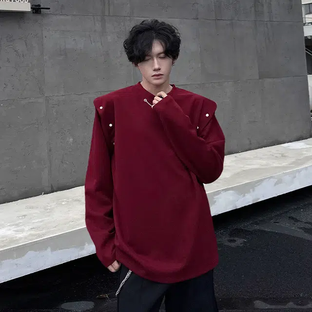 零氏 美式高街重磅基础纯色宽松百搭休闲时尚潮流痞帅设计感重金属工艺可拆卸袖子套头圆领嘻哈卫衣 男女同款