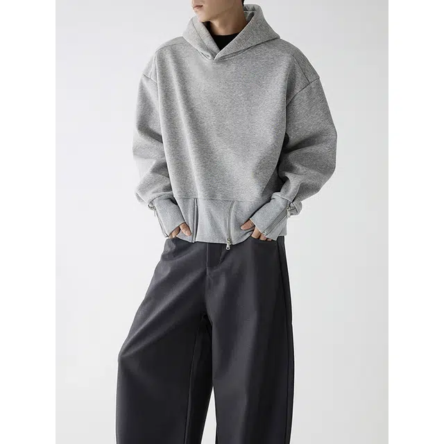 零氏 日系百搭基础简约纯色重磅休闲落肩连帽宽松版型慵懒风卫衣外套 男女同款