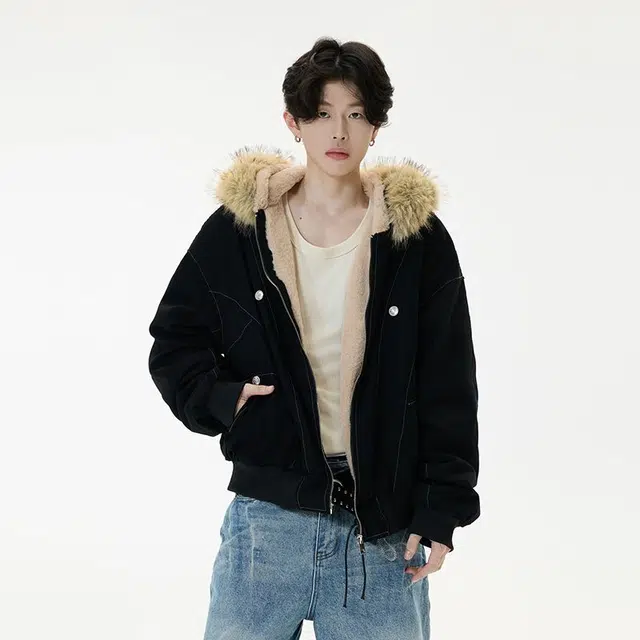 零氏 派克服短款座山雕大毛领连帽加厚保暖宽松棉衣冬季外套美式复古棉服 男女同款