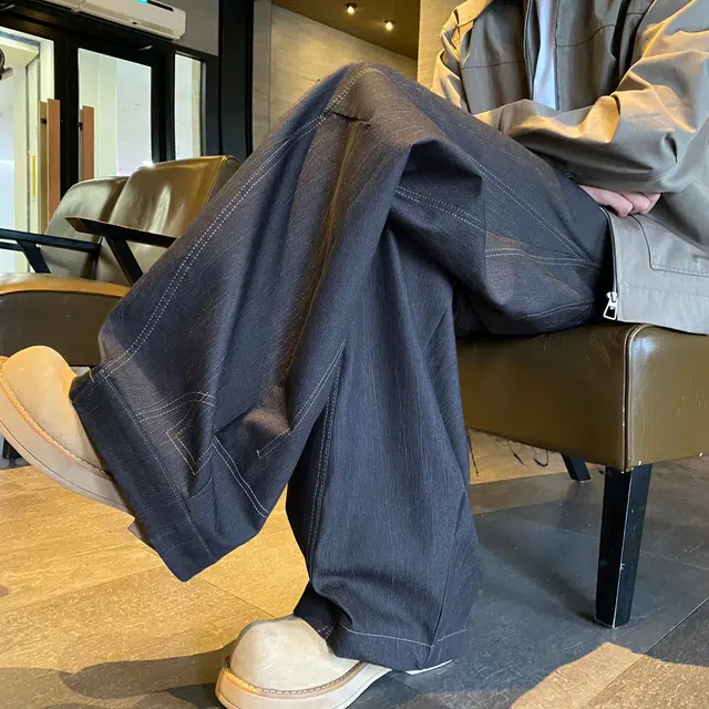 零氏 美式高街简约纯色基础款长裤子休闲百搭时尚宽松阔腿弯刀牛仔裤 男女同款