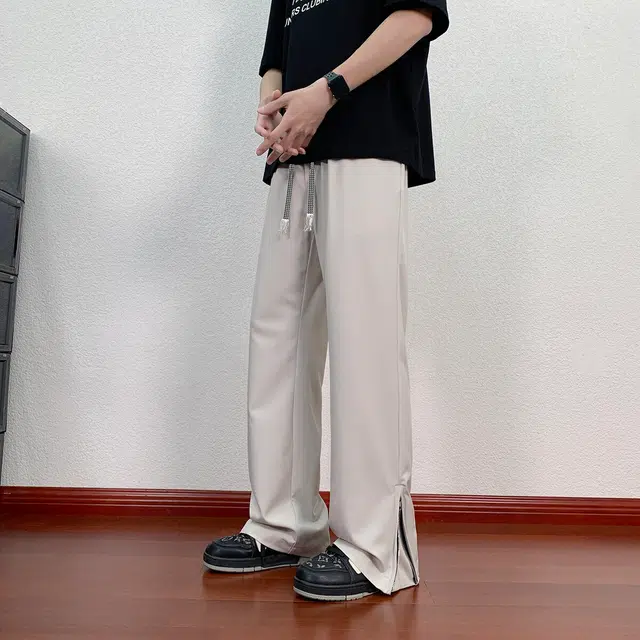 零氏 潮流美式简约垂感拖地运动宽松舒适纯色百搭直筒休闲裤 男女同款