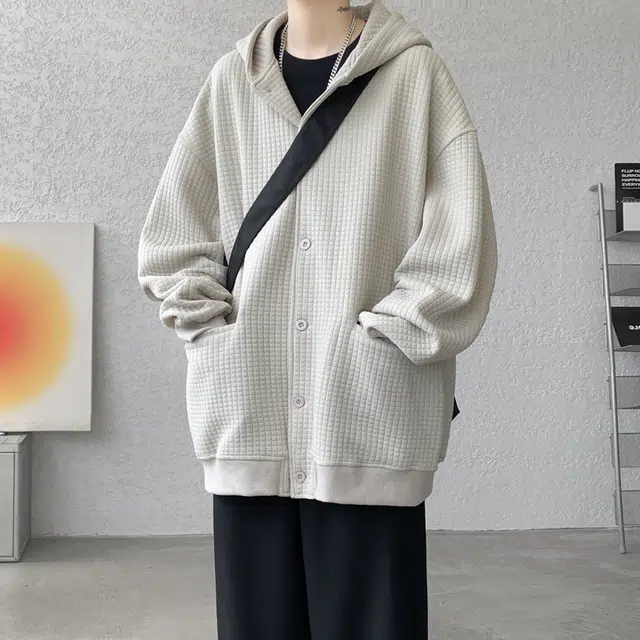 零氏 港风纯色简约设计连帽重磅秋冬加厚休闲开衫外套卫衣 男女同款