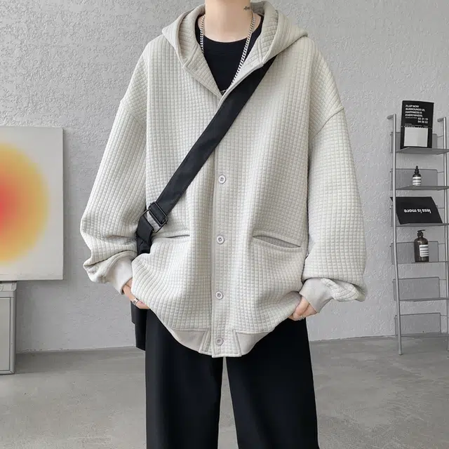 零氏 港风纯色简约设计连帽重磅秋冬加厚休闲开衫外套卫衣 男女同款