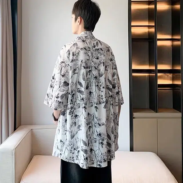 零氏 小众设计感凉感浅色花衬衣夏威夷古巴领休闲百搭短袖衬衫 男女同款