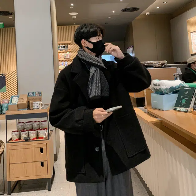 零氏 高级感韩版中长款纯色潮流时尚长袖毛呢大衣 男女同款