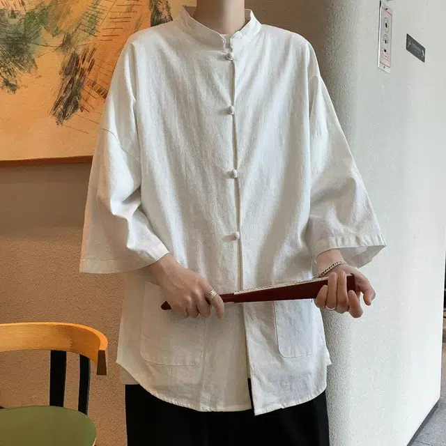 零氏 新中式简约纯色设计高级感时尚百搭潮流舒适户外出行宽松短袖衬衫 男女同款