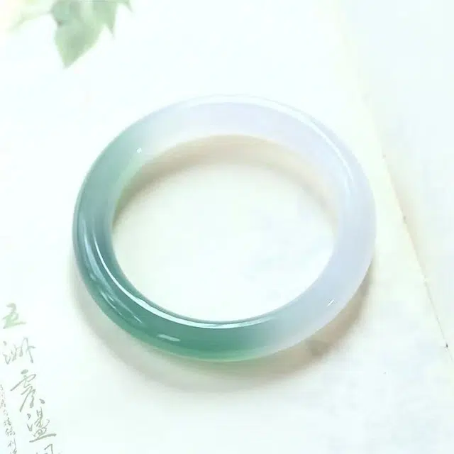 妈妈的礼物 青山黛国风新中式 半山半水翠色圆条精致复古优雅高级感 玉髓 玉石手镯 女款