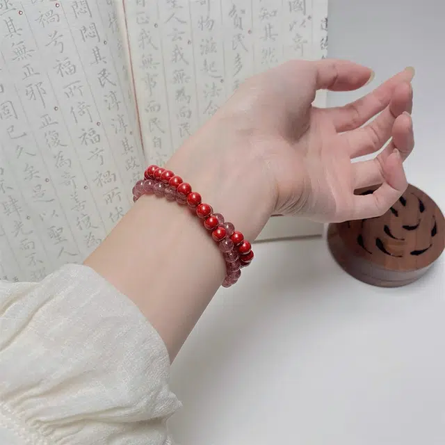 妈妈的礼物 福运绵绵 喜笑颜开双圈貔貅 串珠叠戴平安 水晶 手串 女款