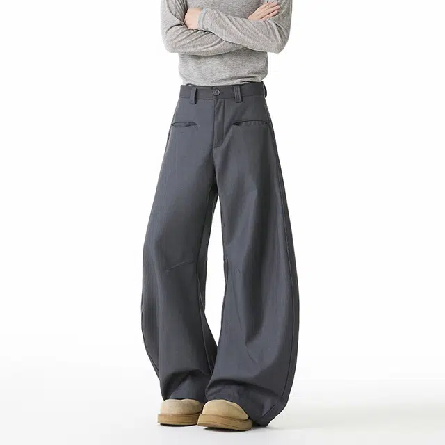 欧路得 美式高级感弯刀西裤男小众简约设计感休闲裤垂感显瘦慵懒风阔腿裤卫衣 男款