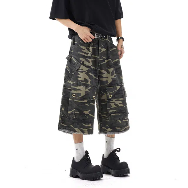 欧路得 高街七分宽松阔腿休闲工装短裤 男款