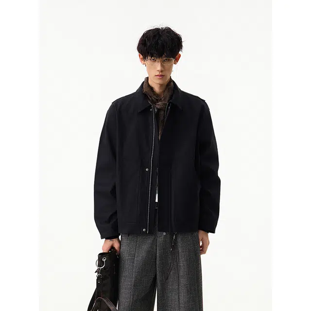 欧路得 美式底特律工装女男秋季水洗撞色翻领上衣百搭通勤情侣外套潮夹克 男款