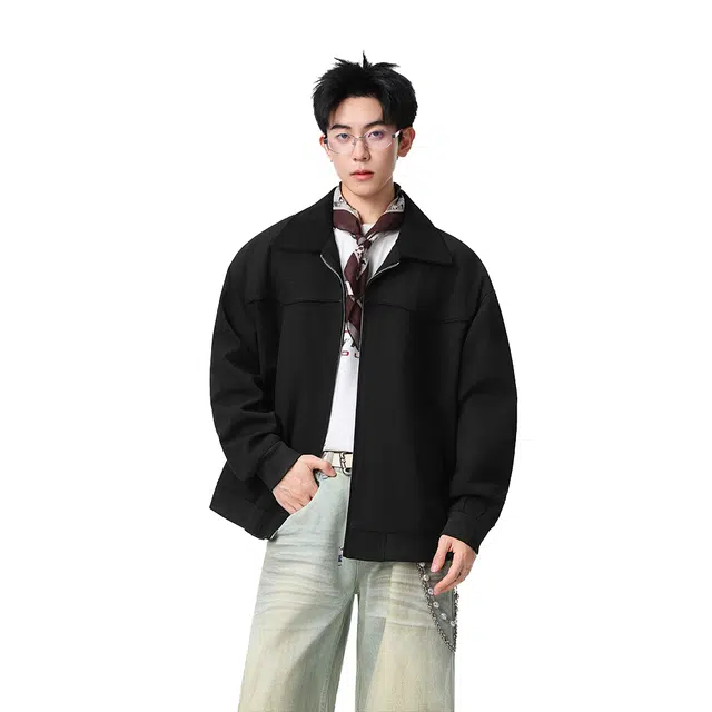 欧路得 欧路得 巴恩风复古拼接翻领男秋季潮牌高街痞帅百搭宽松休闲工装外套夹克 男款