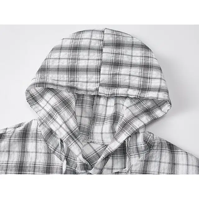 欧路得 美式格纹长袖男女款夏季慵懒风情侣连帽衬衣户外宽松薄款外套衬衫 男款