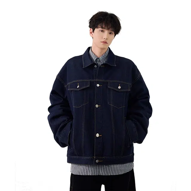 欧路得 美式高街牛仔衣外套秋季潮牌宽松休闲高级感翻领工装夹克 男款
