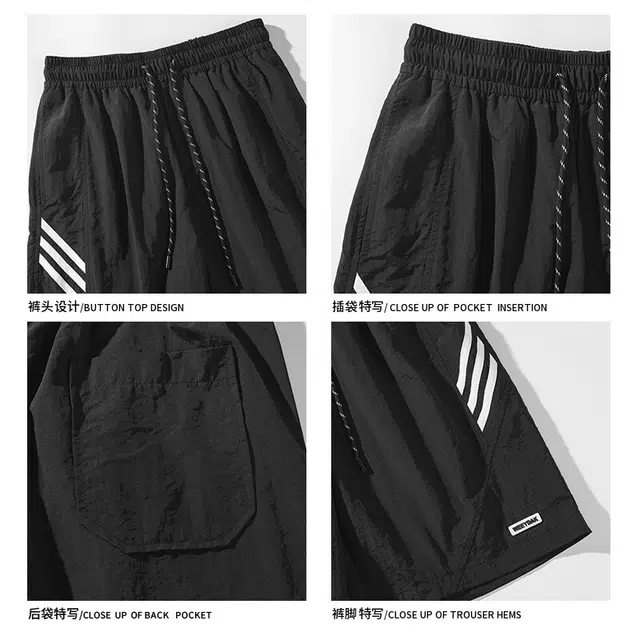 欧路得 美式条纹运动高街痞帅篮球潮牌百搭五分休闲短裤 男款