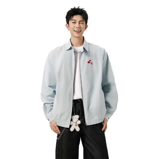 欧路得 美式哈灵顿立领男潮牌秋季宽松简约刺绣情侣百搭休闲外套夹克 男款