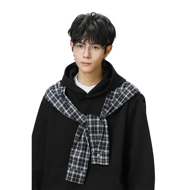 欧路得 欧路得 假两件披肩连帽男女秋季潮牌设计感纯色帽衫高街百搭宽松外套卫衣 男款