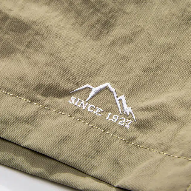 欧路得 刺绣薄款速干运动宽松沙滩五分休闲短裤 男款