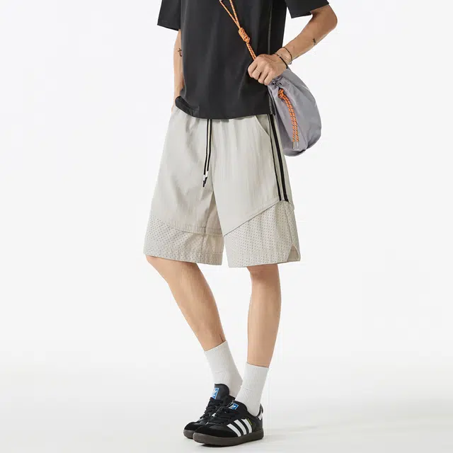 欧路得 美式网眼条纹速干夏季潮户外运动凉感工装五分裤休闲短裤 男款