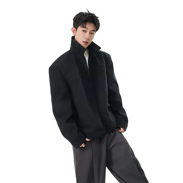 欧路得 欧路得 美式仿麂皮绒工装男高级感磨砂设计休闲外套秋季痞帅短款皮衣夹克 男款