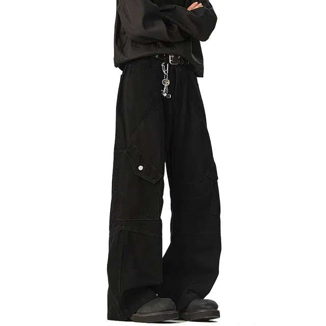 欧路得 美式解构工装裤男潮牌秋季宽松复古多口袋休闲长裤子牛仔裤 男款