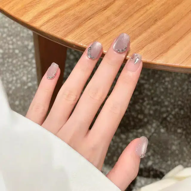 彩柚树 晶石猫眼  穿戴甲 短梯粉色晕染 可爱