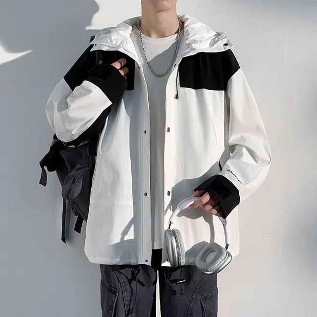 玉儿恋  拼色拉链连帽户外登山  防水防风冲锋衣 男女同款