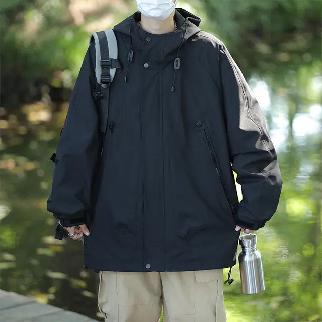 玉儿恋  纯色山系机能户外连帽  防水防风冲锋衣 男女同款