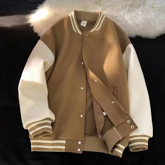 玉儿恋  美式复古撞色拼接休闲简约百搭棒球服 男款