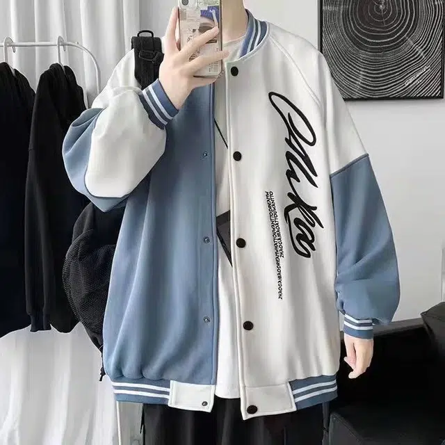 玉儿恋  港风宽松印花棒球服 男款