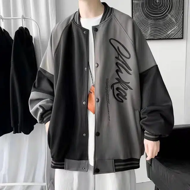 玉儿恋  港风宽松印花棒球服 男款