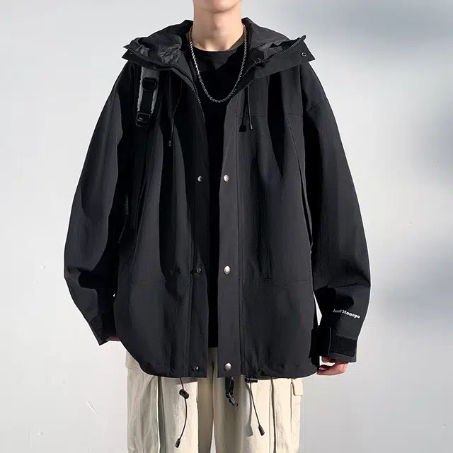 玉儿恋  拼色拉链连帽户外登山  防水防风冲锋衣 男女同款