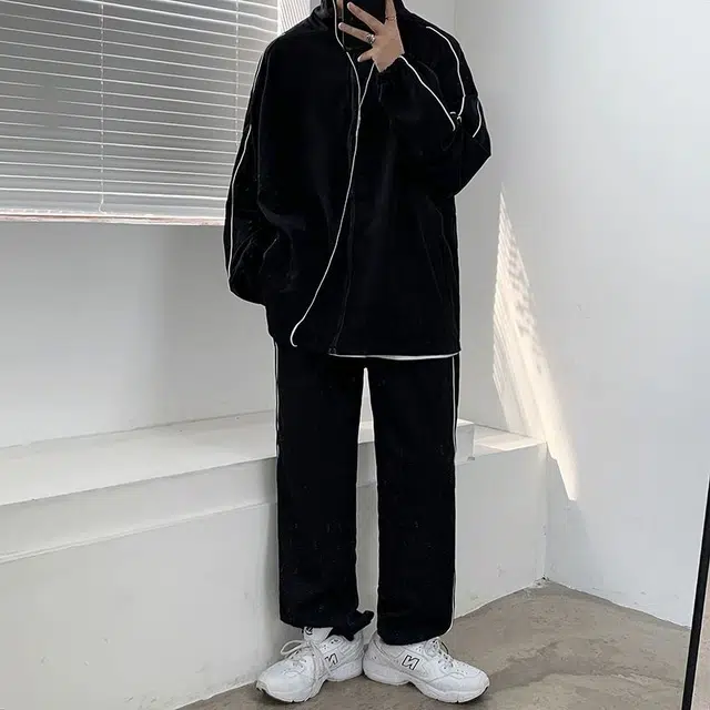 玉儿恋 复古立领潮流宽松百搭夹克外套 男款 黑色