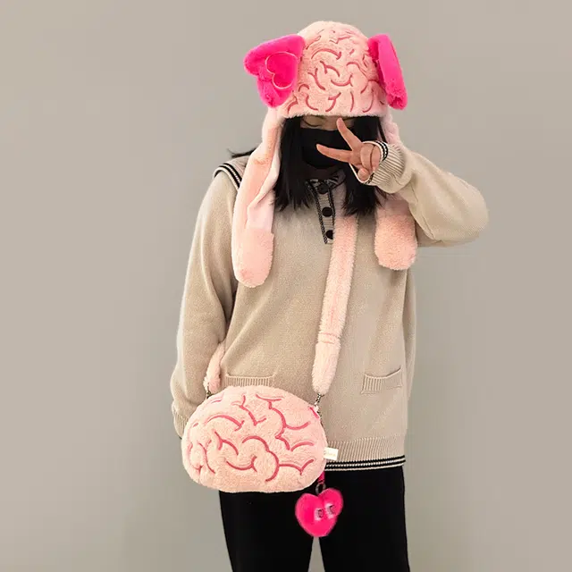 爱冰清 出门记得带脑子 恋爱脑 可爱单肩包 手提包围巾帽子 玩偶周边