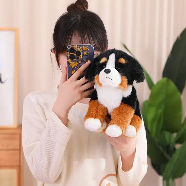 爱冰清 伯恩山犬 可爱杜宾犬 狗狗 玩偶 毛绒公仔