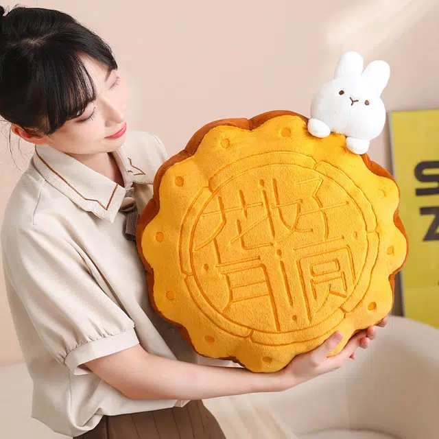 爱冰清 创意卡皮巴拉中秋月饼 可爱团圆小兔子 玩偶周边