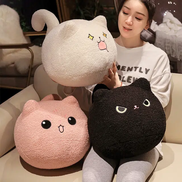 爱冰清 卡通猫咪团子抱枕 玩偶 毛绒公仔