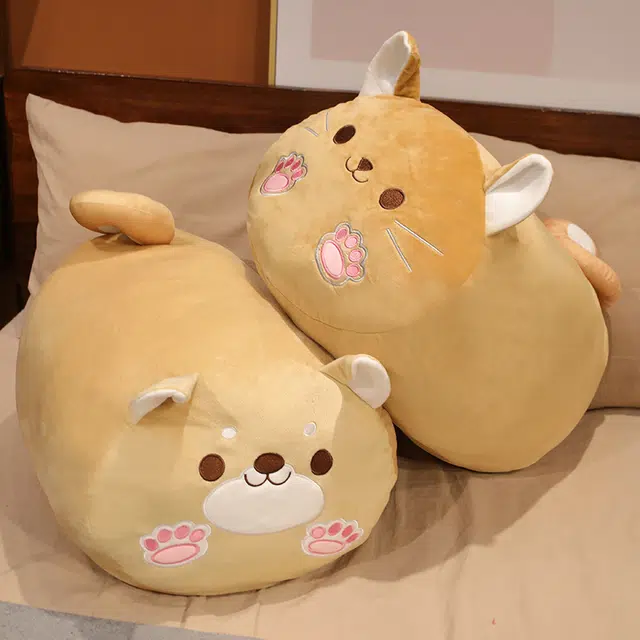 爱冰清 软萌猫咪柴犬长条枕 玩偶 毛绒公仔