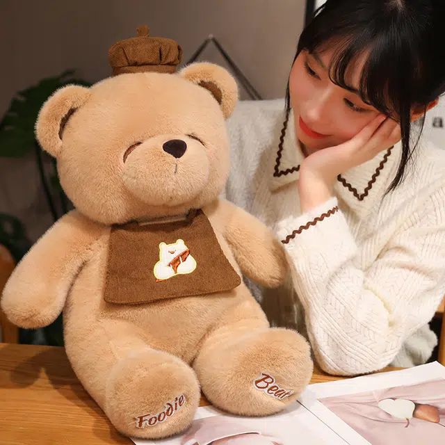 爱冰清 可爱烘焙熊 厨师围兜小熊 安抚柔软 玩偶 毛绒公仔