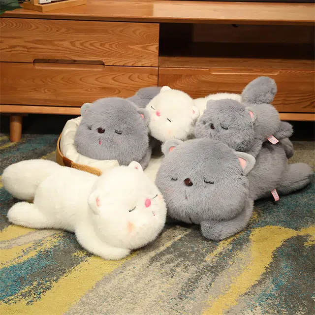 爱冰清 团团猫 小奶猫 猫咪抱枕 安抚哄睡 玩偶 毛绒公仔